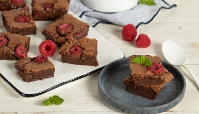 Brownie de chocolate y frambuesa