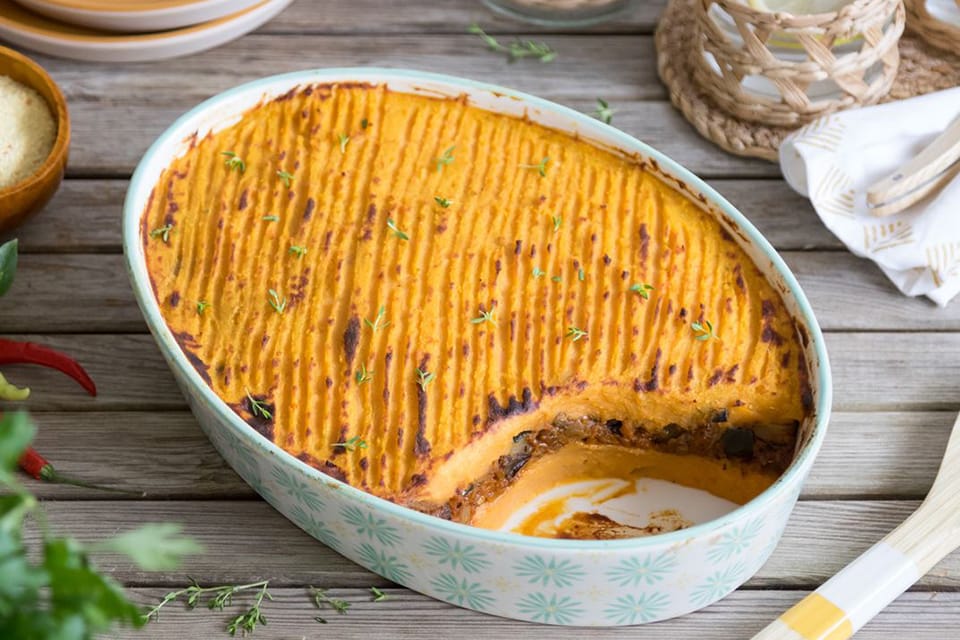 Pastel de calabaza con verduras