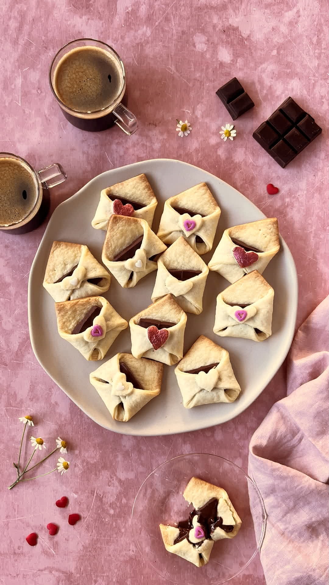 Galletas sobre para San Valentín